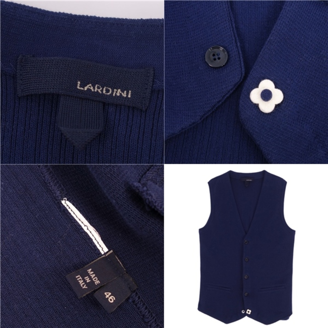 LARDINI(ラルディーニ)の美品 ラルディーニ LARDINI ベスト ジレ ノースリーブ 無地 トップス メンズ イタリア製 46(S相当) ネイビー メンズのトップス(ベスト)の商品写真