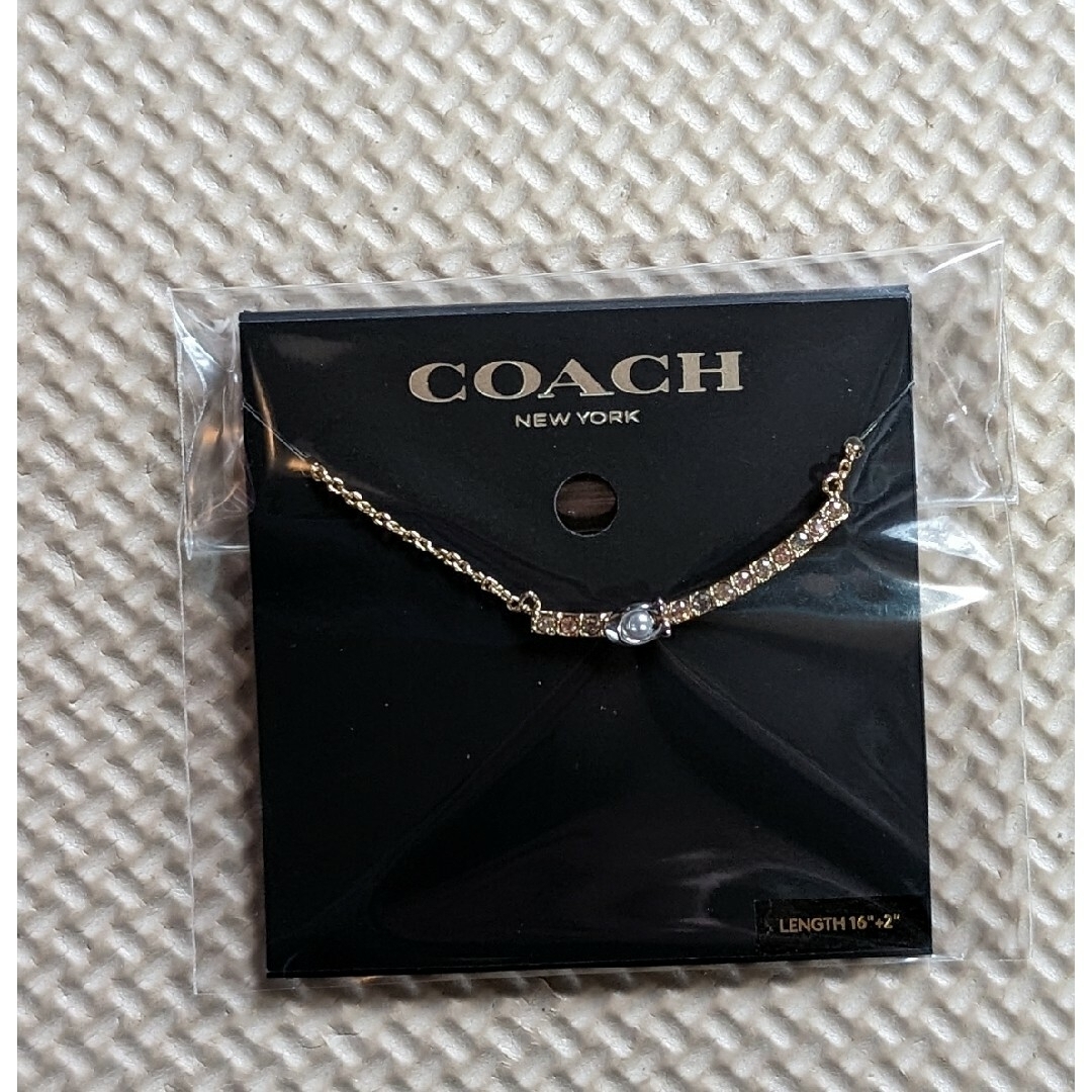 値下げ！新品・未開封！COACH シグネチャー パヴェ バーネックレス♪COACHネックレス