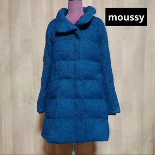 マウジー(moussy)の厚手のコート　濃いめのブルー　マウジー(ロングコート)