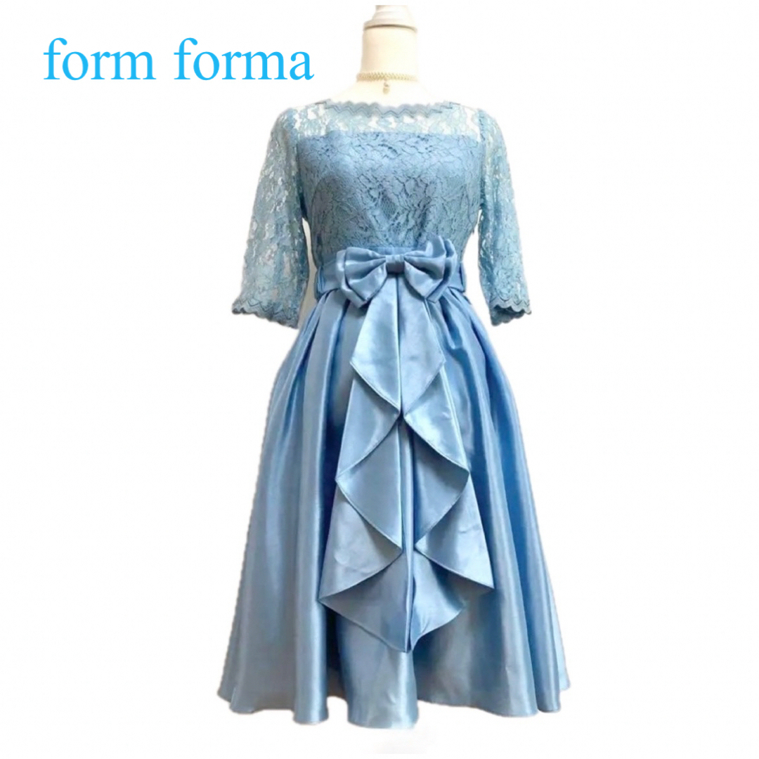 form forma(フォルムフォルマ)のForm Forma  デコルテシースルーレースドレス　38(M)サイズ レディースのフォーマル/ドレス(ミディアムドレス)の商品写真