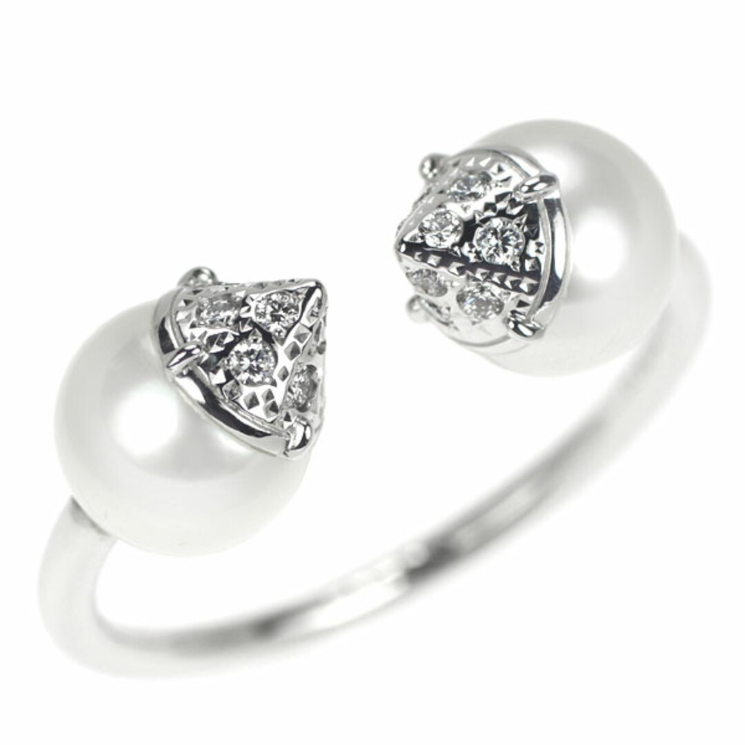 リング(指輪)田崎真珠 K18WG アコヤ真珠 ダイヤモンド リング 径約 8.0mm D0.15ct リファインド リベリオン
