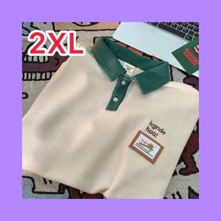 ビッグサイズ　2XL　ベージュ　ポロシャツ　ビッグシルエット(ポロシャツ)