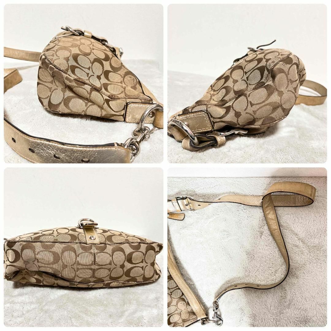 美品✨COACH コーチショルダーバッグハンドバッグブラウン茶シグネチャー総柄