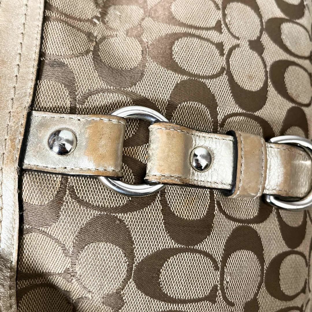 美品✨COACH コーチショルダーバッグハンドバッグブラウン茶シグネチャー総柄