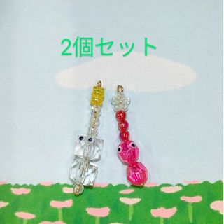 ハンドメイド　ピクミン風ビーズチャーム(その他)