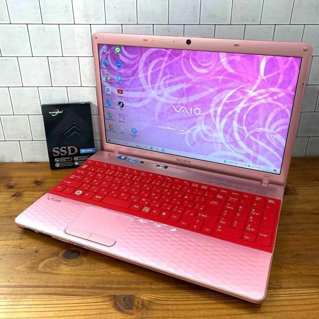 美品　SONY VAIO ノートパソコン レッド 赤 SSD128GB 設定済ノートPC