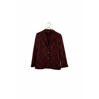 HANAE MORI red check ensemble ハナエモリ アンサンブル ジャケット 半袖カットソー ウール レッド チェック柄 レディース ヴィンテージ 6(テーラードジャケット)