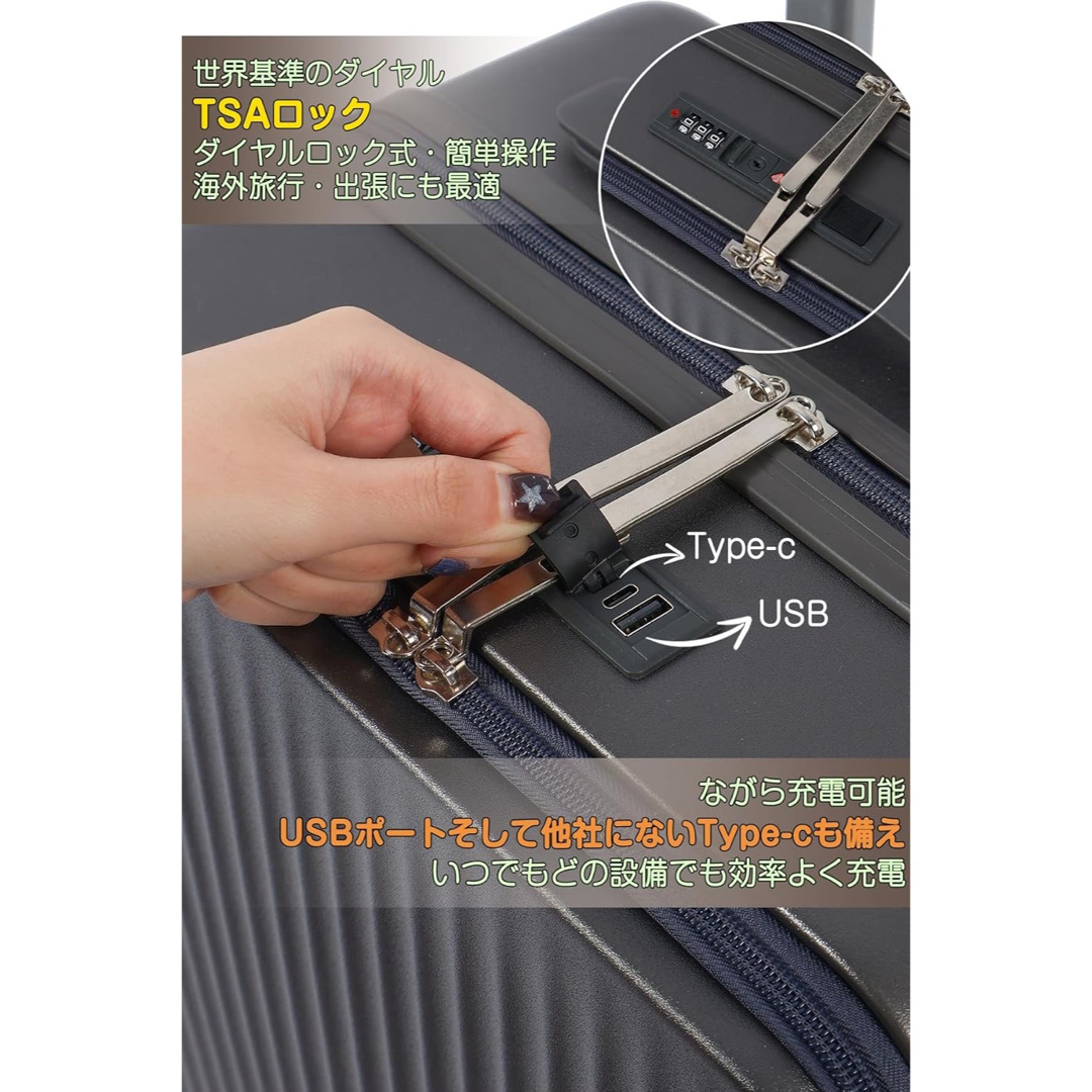 スーツケース フロントオープン  キャリーケース キャリーバッグ　ホワイトM レディースのバッグ(スーツケース/キャリーバッグ)の商品写真