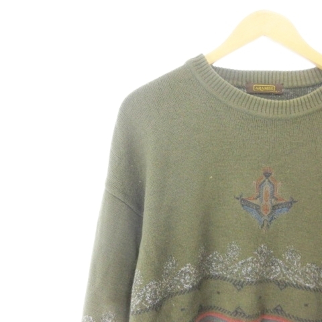 Aramis(アラミス)のアラミス ARAMIS ウール セーター ニット 刺繍 カーキ 緑 L メンズのトップス(ニット/セーター)の商品写真