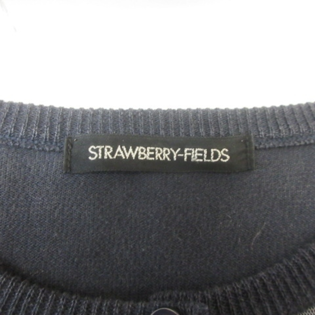 STRAWBERRY-FIELDS(ストロベリーフィールズ)のストロベリーフィールズ カーディガン チュール チェック 紺 ネイビー 約S レディースのトップス(カーディガン)の商品写真