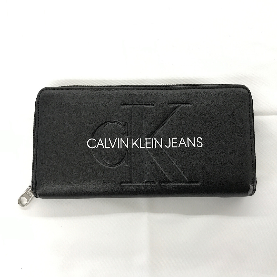 『USED』 Calvin klein Jeans カルバンクラインジーンズ 財布 長財布 ポリウレタン ブラック【中古】 メンズのファッション小物(長財布)の商品写真