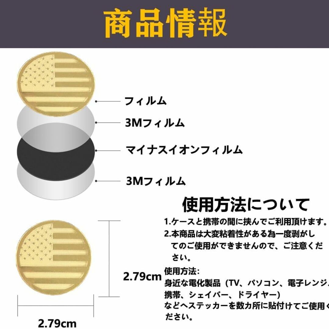 (送料無料)5G対策 電磁波防止シール 2枚セット 電磁波99.9%カットお試し スマホ/家電/カメラのスマホアクセサリー(その他)の商品写真