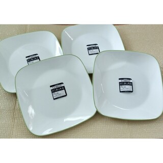 コレール(CORELLE)の新品 コレール スクエア 中皿 4枚 まとめ売り ホワイト グリーン 食器(食器)