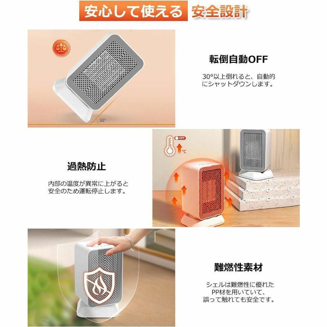 ⭐️冬物セール対象⭐️セラミックヒーター ファンヒーター 電気 小型 1000W スマホ/家電/カメラの冷暖房/空調(電気ヒーター)の商品写真