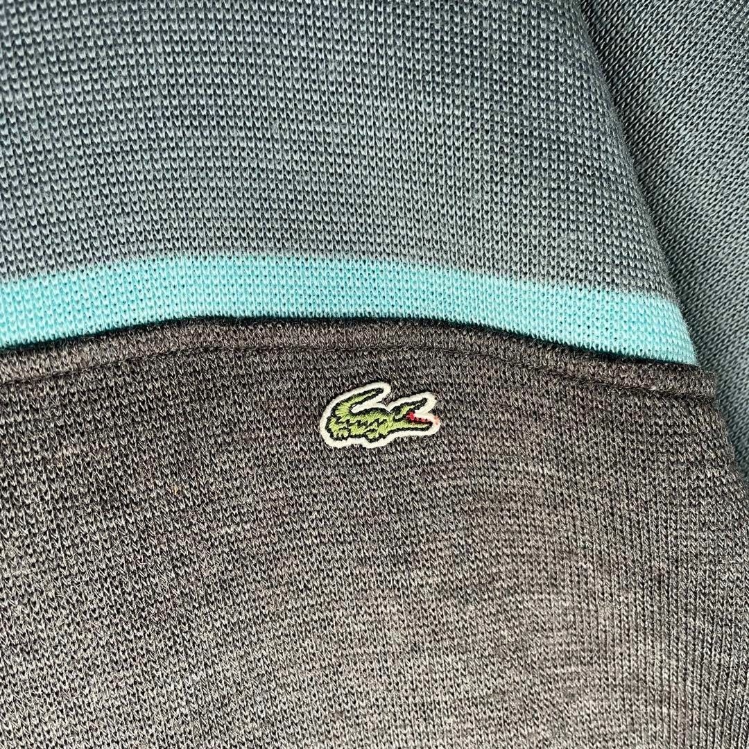 LACOSTE(ラコステ)の[古着]ラコステ　ニット　ワンポイント刺繍　緑ワニ　ハイネック　ラグラン　青　黒 メンズのトップス(ニット/セーター)の商品写真