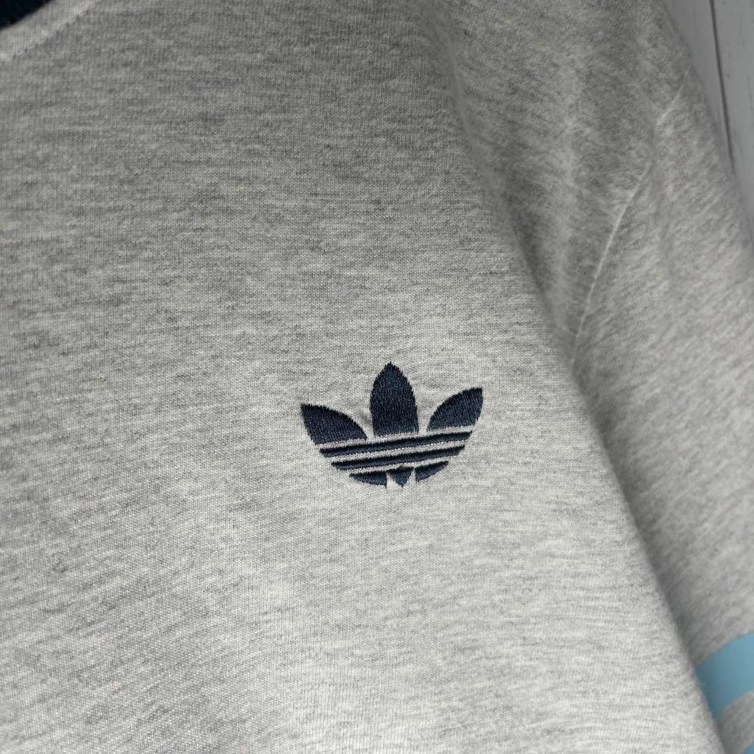 adidas(アディダス)の[古着]アディダス　七分袖　リンガーTシャツ　トレフォイル刺繍　バックロゴ メンズのトップス(Tシャツ/カットソー(七分/長袖))の商品写真