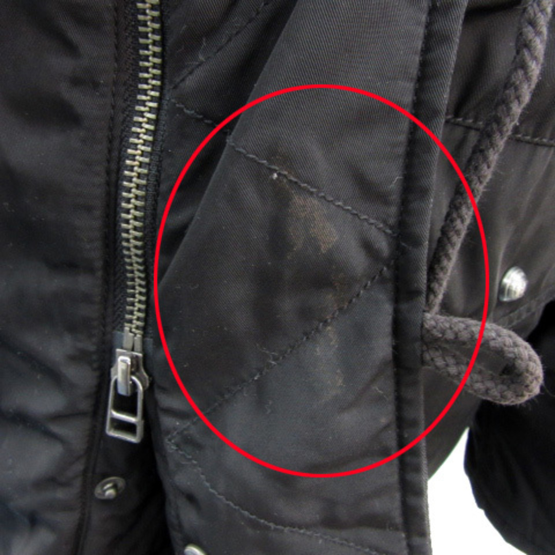 moussy(マウジー)のマウジー 中綿ジャケット ロング丈 フェイクファーフード付き リボン付き 1 黒 レディースのジャケット/アウター(ブルゾン)の商品写真