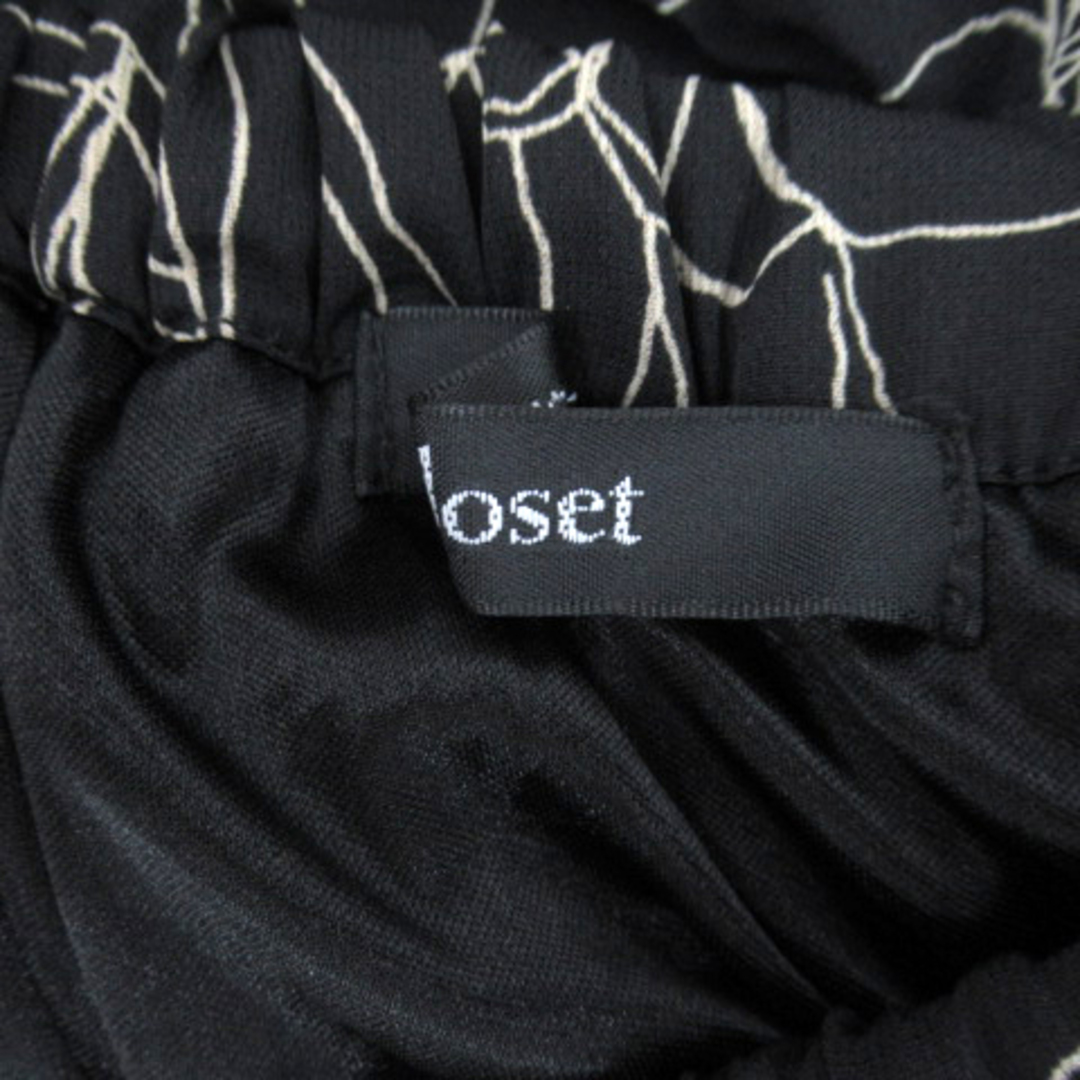 w closet(ダブルクローゼット)のダブルクローゼット プリーツスカート マキシ丈 花柄 ブラック ベージュ ■MO レディースのスカート(ロングスカート)の商品写真
