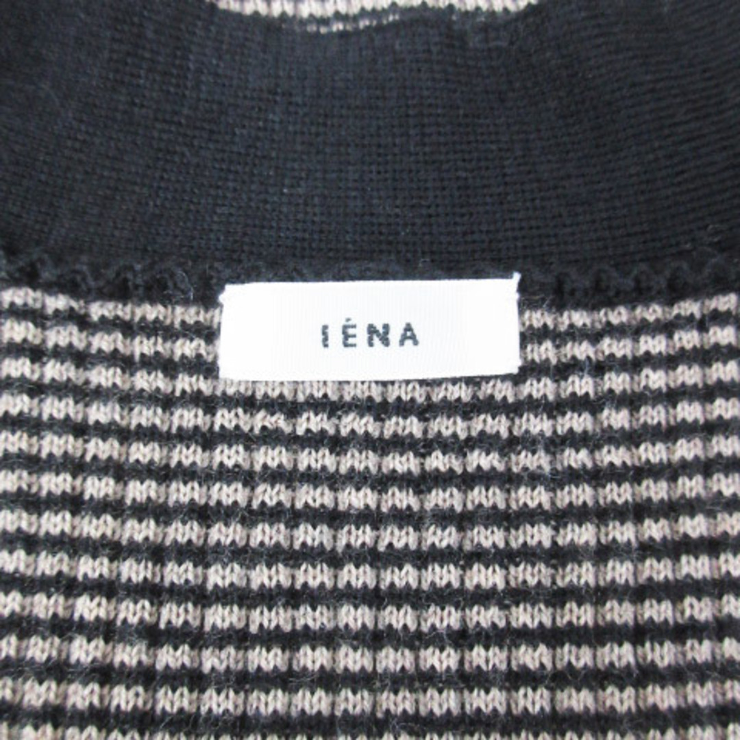 IENA(イエナ)のイエナ ニット カットソー 長袖 Vネック ウール ボーダー柄 F 黒 ベージュ レディースのトップス(ニット/セーター)の商品写真