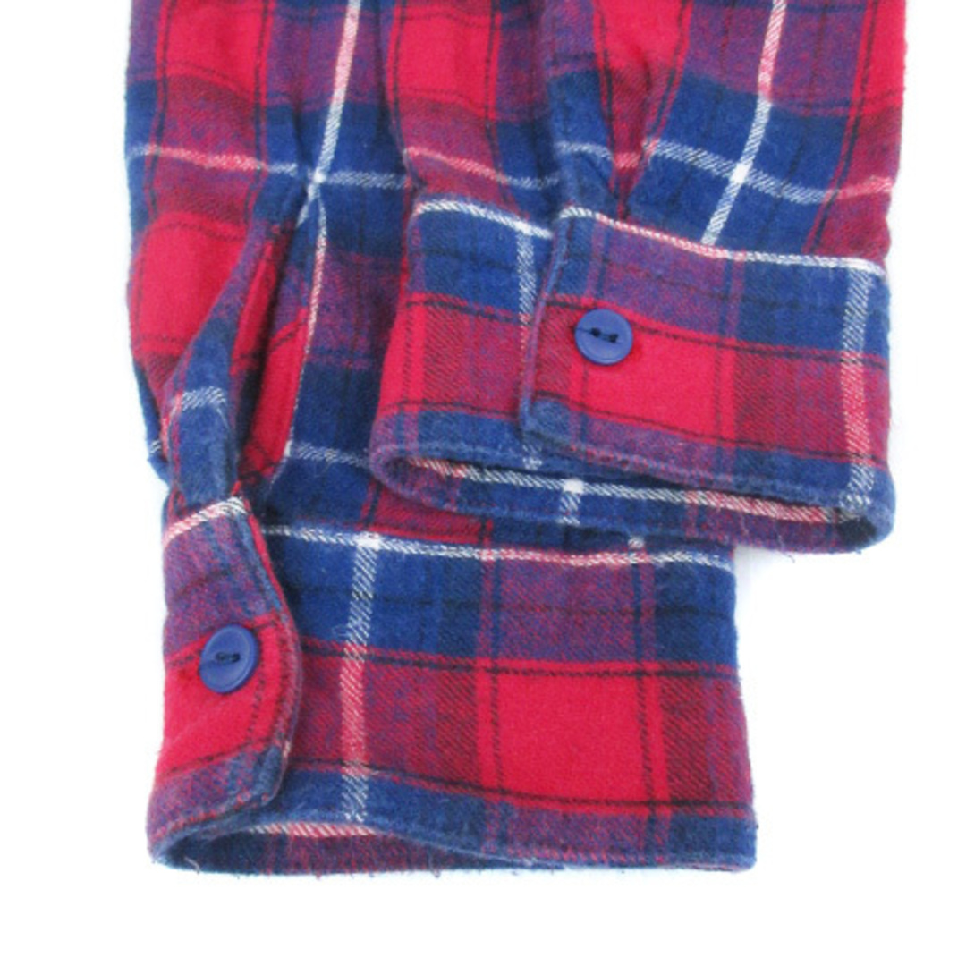 moussy(マウジー)のマウジー ネルシャツ カジュアルシャツ 長袖 フリンジ チェック柄 F 赤 紺 レディースのトップス(シャツ/ブラウス(長袖/七分))の商品写真