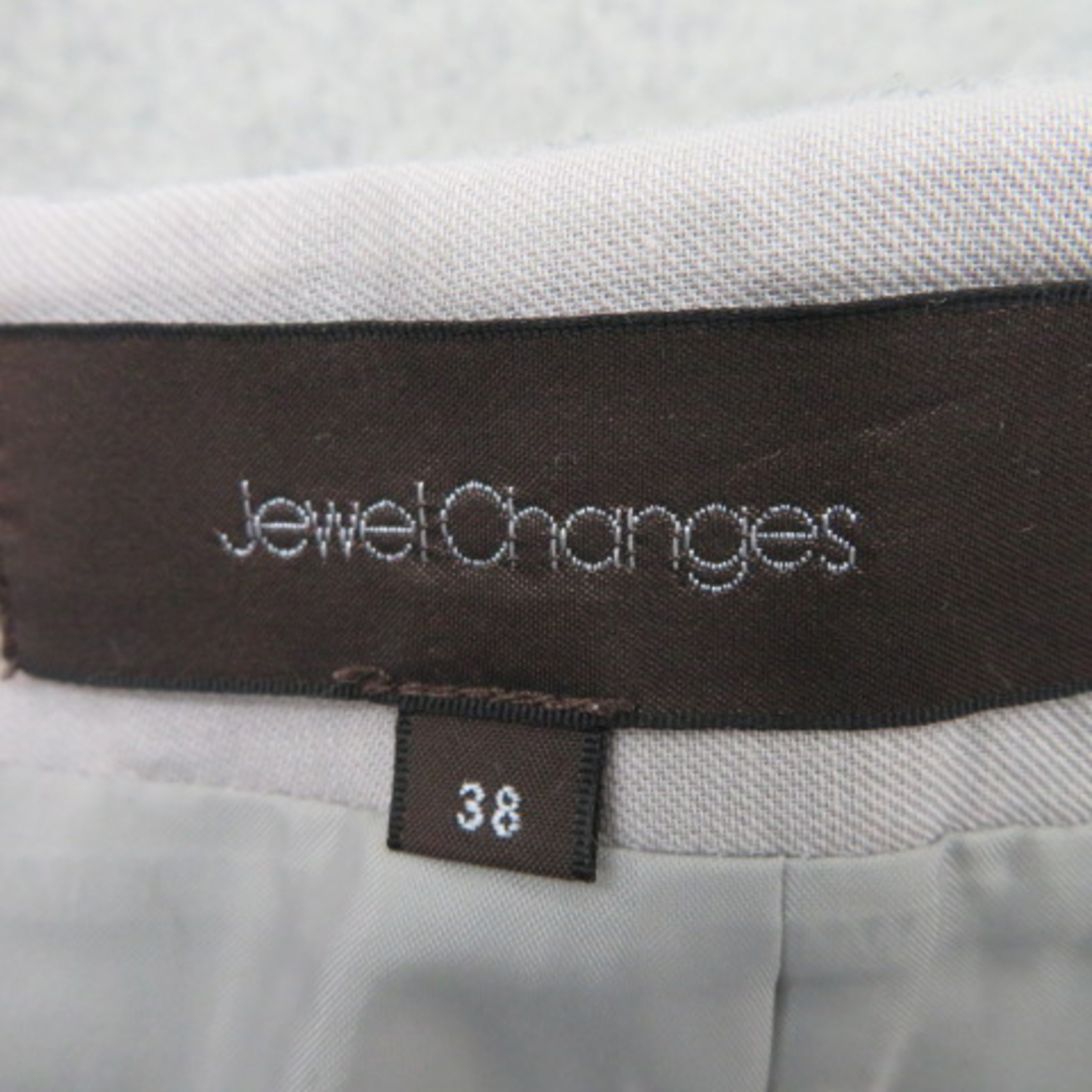 Jewel Changes(ジュエルチェンジズ)のジュエルチェンジズ アローズ 台形スカート ミニ丈 無地 ウール 38 グレー レディースのスカート(ミニスカート)の商品写真