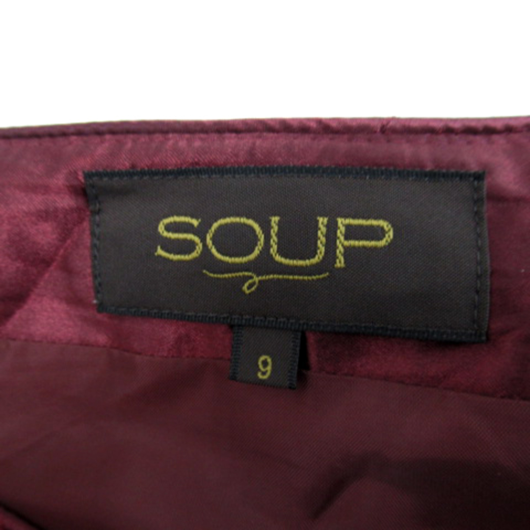 SOUP(スープ)のスープ SOUP タイトスカート ひざ丈 ダマスク柄 ウール 9 ボルドー レディースのスカート(ひざ丈スカート)の商品写真