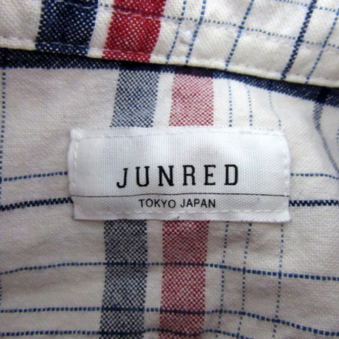 JUNRED(ジュンレッド)のジュンレッド カジュアルシャツ 長袖 ボタンダウン チェック柄 L 白 メンズのトップス(シャツ)の商品写真