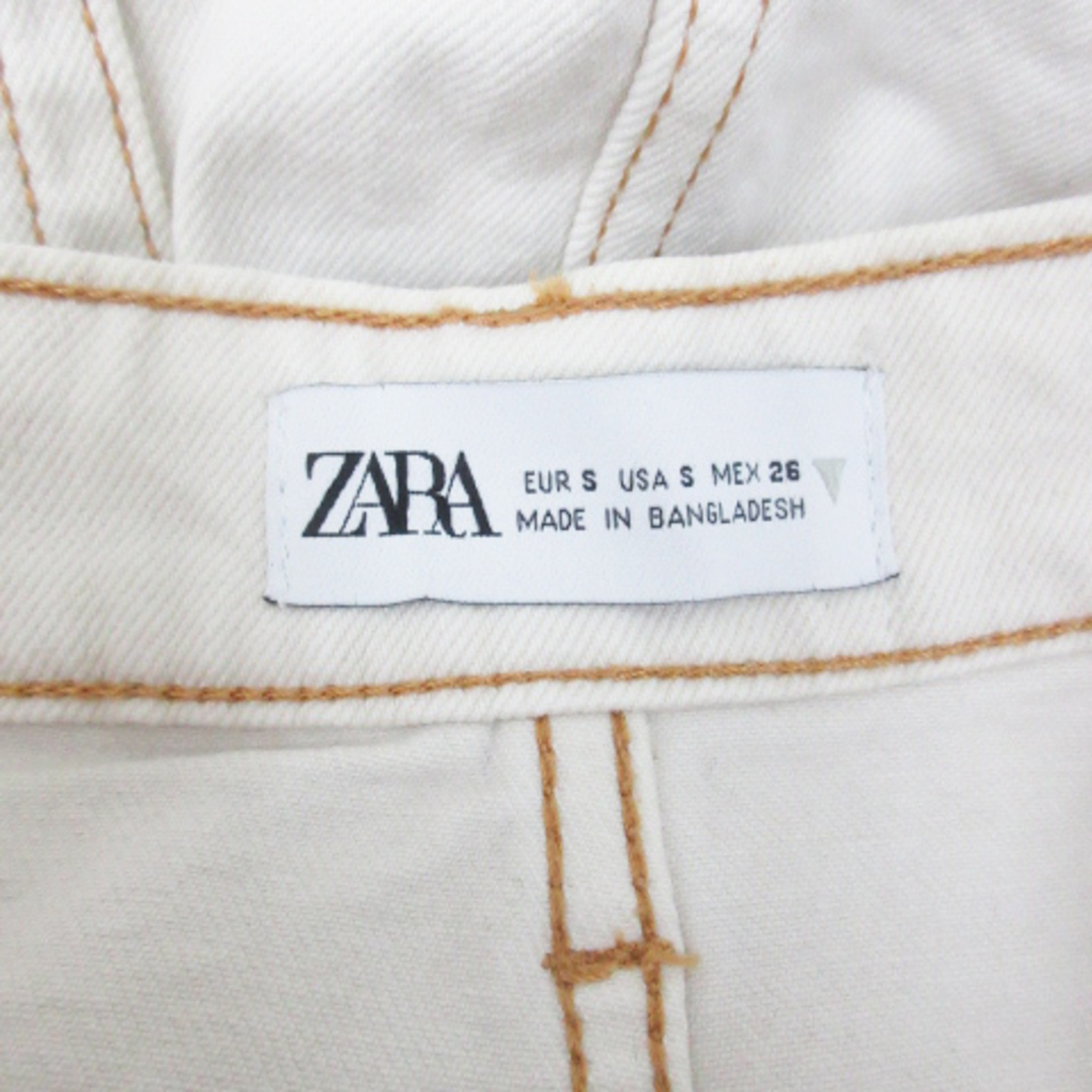 ZARA(ザラ)のザラ デニムスカート タイトスカート ロング丈 ステッチ S オフホワイト 茶 レディースのスカート(ロングスカート)の商品写真