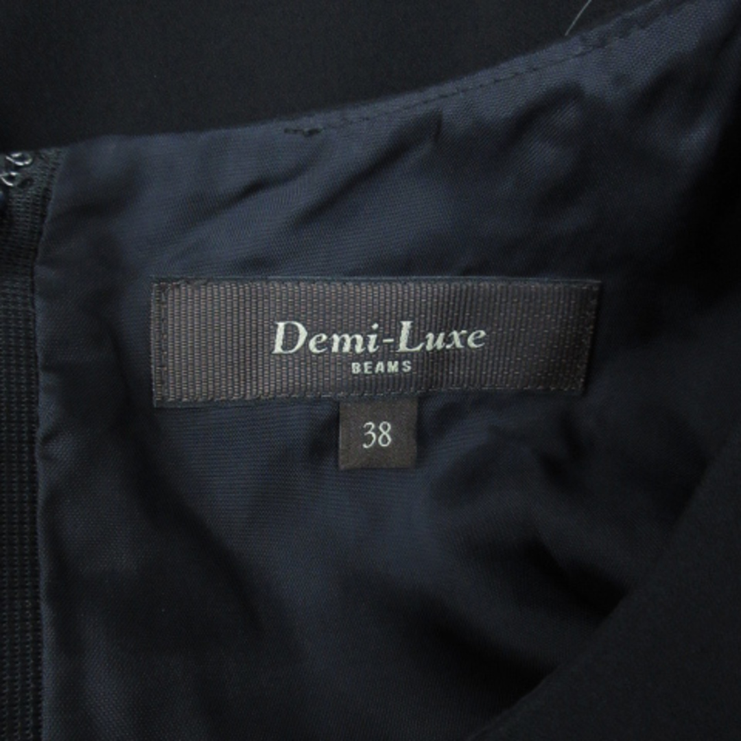 Demi-Luxe BEAMS(デミルクスビームス)のデミルクス ビームス フレアワンピース ひざ丈 フレンチスリーブ 無地 38 黒 レディースのワンピース(ひざ丈ワンピース)の商品写真