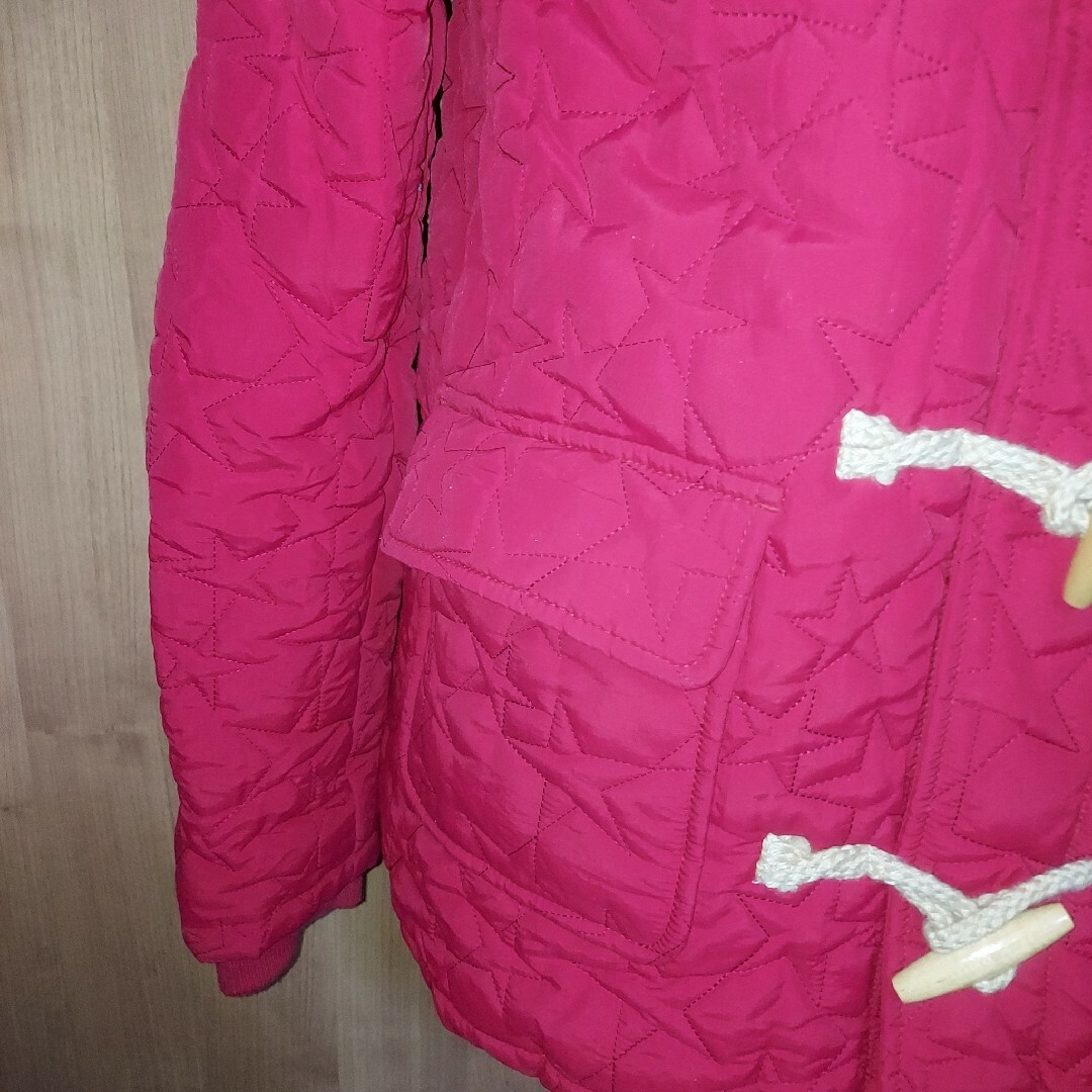 X-girl(エックスガール)の裏地レーヨン　赤ピンク　ダッフルコート　エックスガール レディースのジャケット/アウター(ダッフルコート)の商品写真