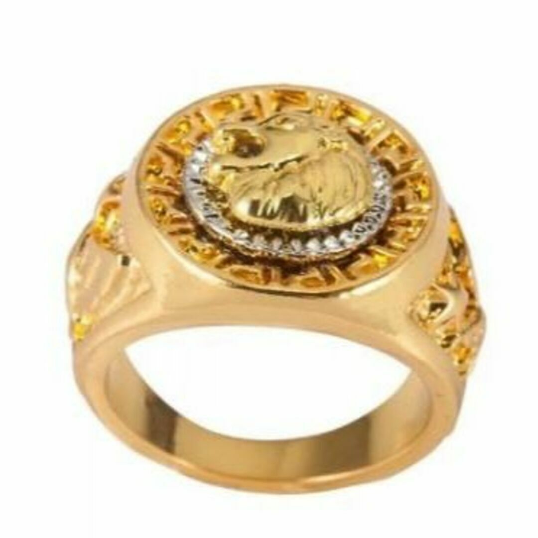 【A178】リング　アクサセリー　メンズ　指輪　ゴールド　ライオン　20号 メンズのアクセサリー(リング(指輪))の商品写真