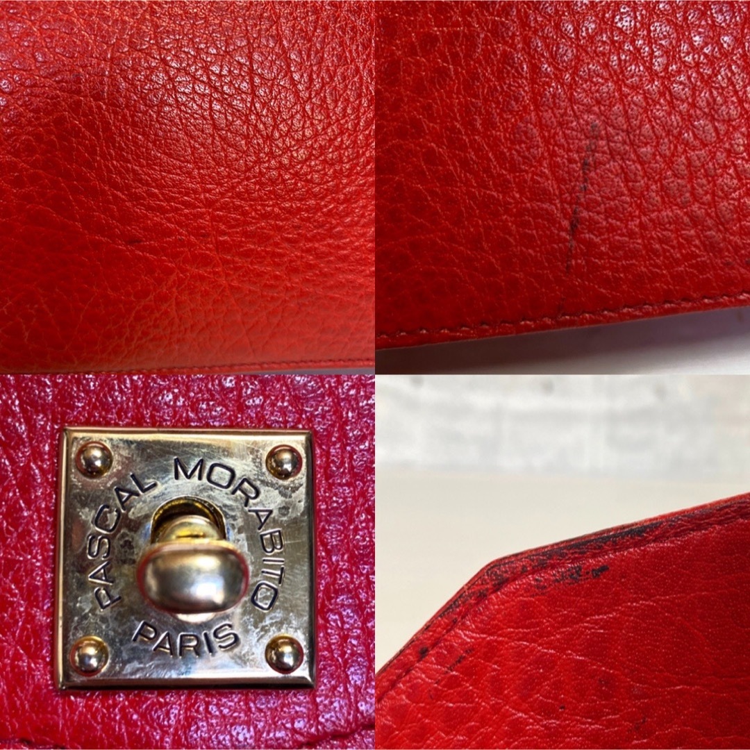 MORABITO】PASCAL レザー レッド系 ゴールド金具 2WAYバッグ MORABITO】PASCAL レザー レッド系 ゴールド金具 2WAYバッグ