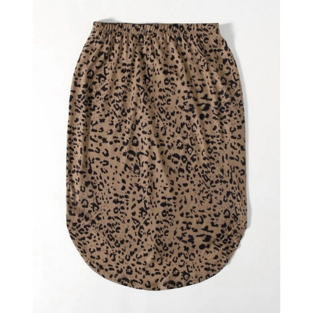 ヒョウ柄変形スカートが可愛いSHEIN ノットウエスト カーブヘム レディースのスカート(ひざ丈スカート)の商品写真