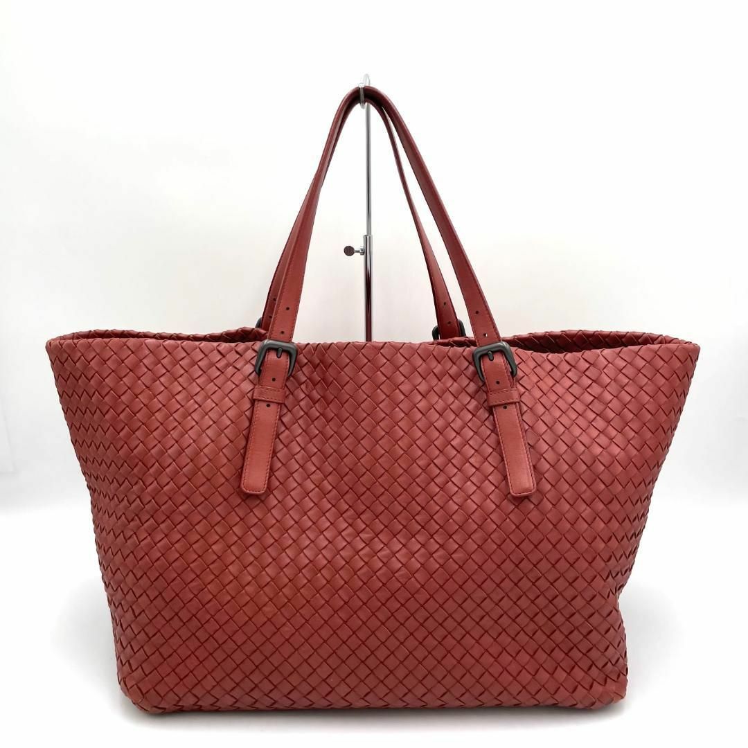 Bottega Veneta(ボッテガヴェネタ)のボッテガヴェネタ カバ イントレチャート トートバッグ レディース ボルドー 赤 レディースのバッグ(トートバッグ)の商品写真