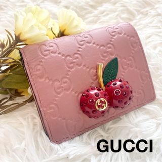 Gucci - 7.良品 グッチ 財布 折財布 ストーン欠けなし チェリー Gucci - 7.良品 グッチ 財布 折財布 ストーン欠けなし チェリー