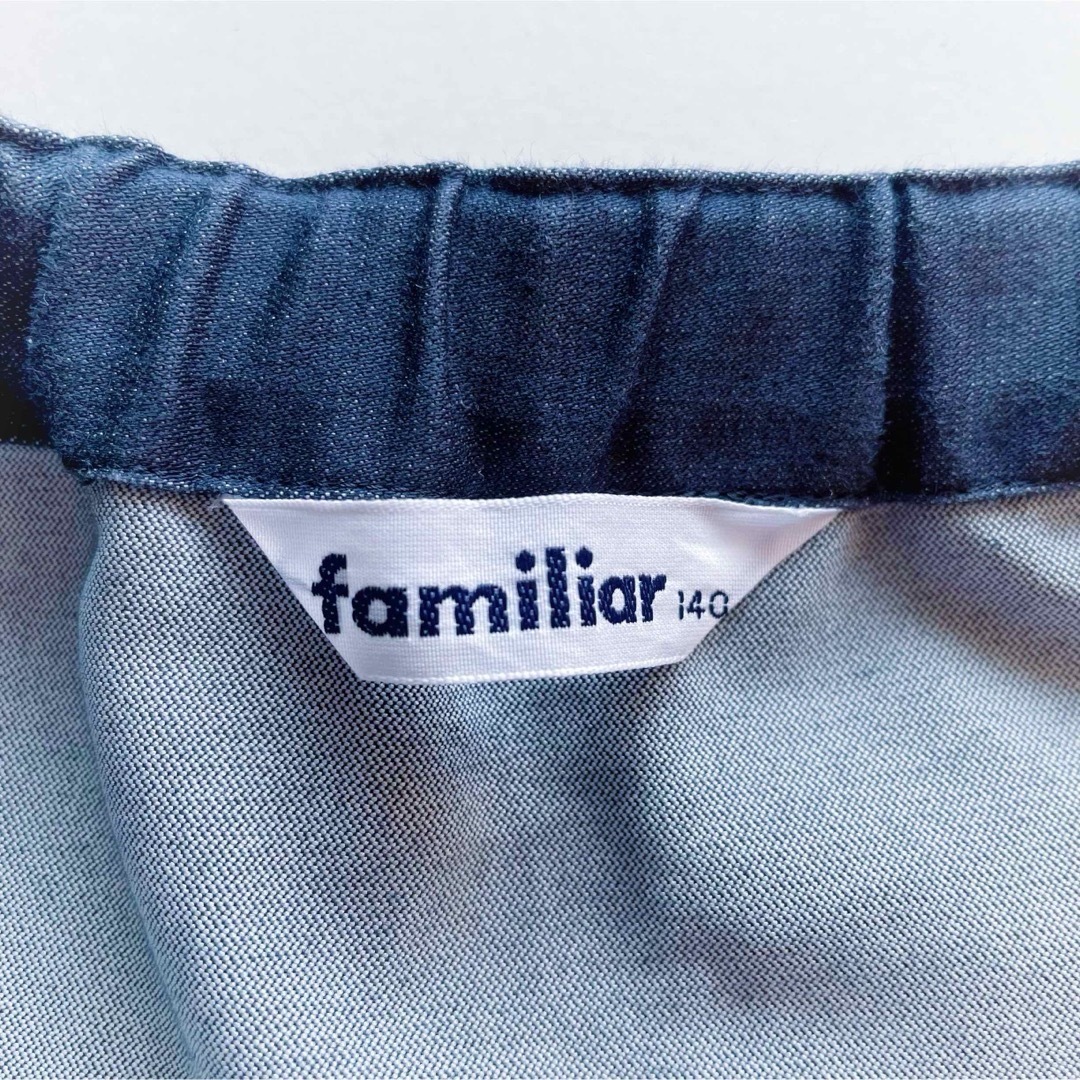 familiar(ファミリア)の美品 familiar デニムスカート ティア－ドスカート ステッチ 140 キッズ/ベビー/マタニティのキッズ服女の子用(90cm~)(スカート)の商品写真