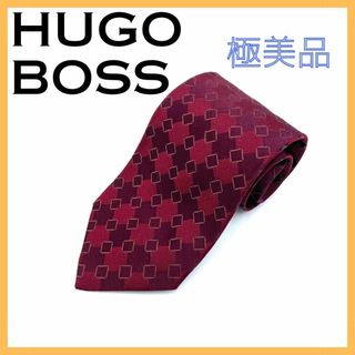 ヒューゴボス(HUGO BOSS)のヒューゴ・ボス ネクタイ エンジメンズ 仕事 ビジネス チェック レッド 赤(ネクタイ)