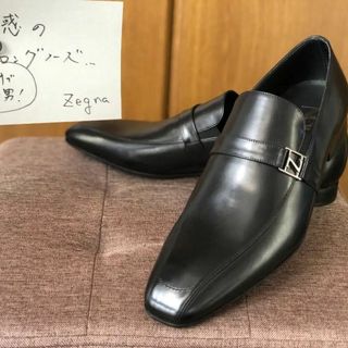 男の僕でも惚れそうです|ゼニア|UK6.5|25㎝|ローファー|黒|k1050(ドレス/ビジネス)