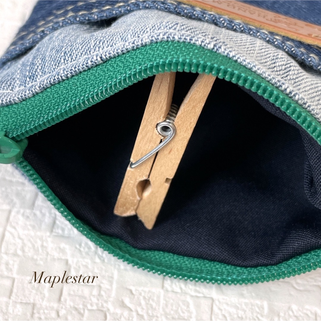 ハンドメイド⭐️デニムリメイク☆手のひらサイズのポケットミニポーチ 1629 ハンドメイドのファッション小物(ポーチ)の商品写真