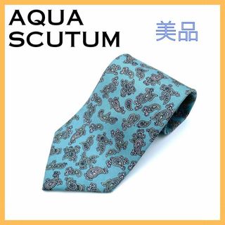 アクアスキュータム(AQUA SCUTUM)のアクアスキュータム ネクタイ ブルー ペイズリー柄 メンズ ビジネス 仕事 古着(ネクタイ)