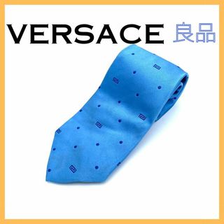 ヴェルサーチ(VERSACE)のヴェルサーチェ ブルー ドット シグネチャー ネクタイ メンズ 仕事 ビジネス(ネクタイ)