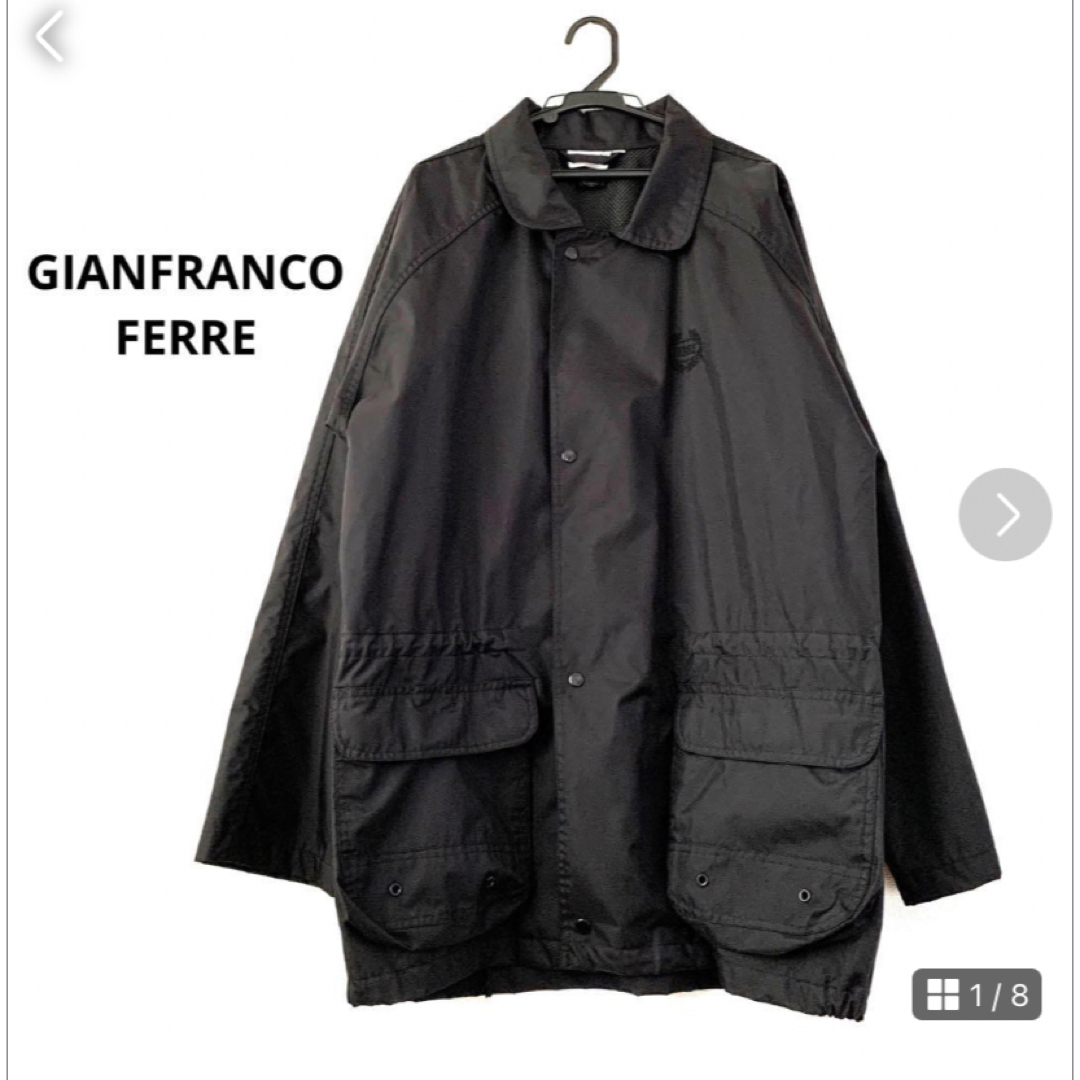 Gianfranco FERRE(ジャンフランコフェレ)の【GIANFRANCO FERRE】ナイロン ブルゾンジャケット Ｌサイズ　黒 メンズのジャケット/アウター(ナイロンジャケット)の商品写真