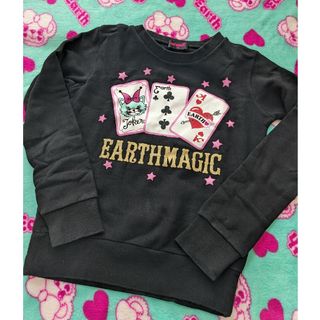 アースマジック(EARTHMAGIC)の82🌹アースマジック🌹ブラックネコトレーナー🌹150(Tシャツ/カットソー)