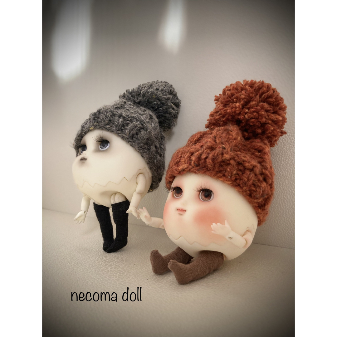 【necoma doll】キモカワたまごちゃん◆ホワイト◆ニット帽＆靴下セット