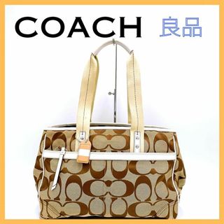 コーチ(COACH)のコーチ ハンドバッグ シグネチャー柄 ブラウン×ホワイト レディース 茶 白(トートバッグ)