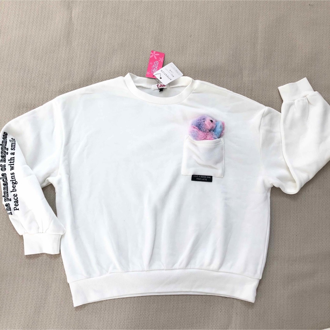 PINK-latte(ピンクラテ)のピンクラテ　女の子裏起毛トレーナー　新品　上代3850 キッズ/ベビー/マタニティのキッズ服女の子用(90cm~)(Tシャツ/カットソー)の商品写真