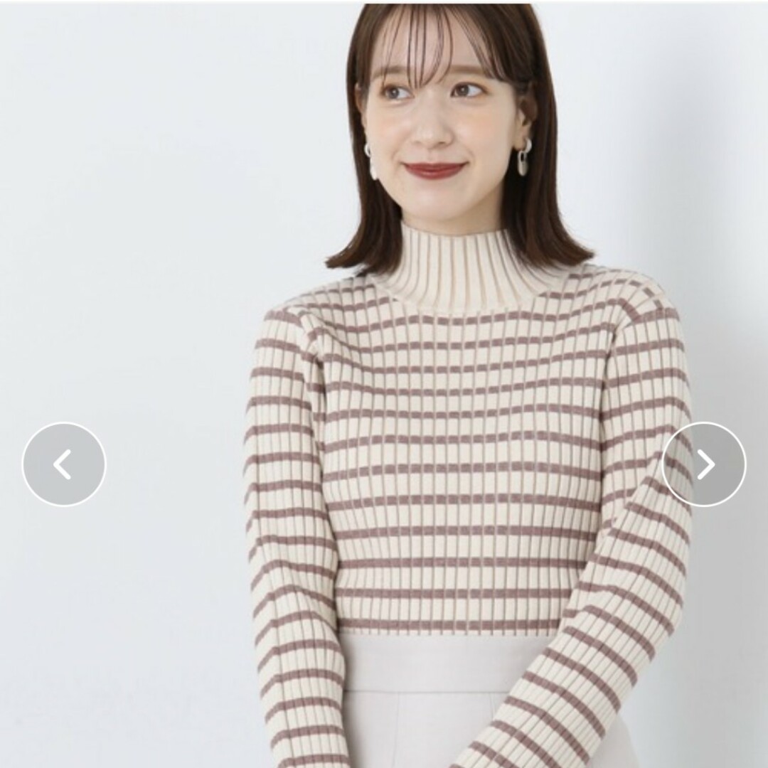 N.Natural beauty basic(エヌナチュラルビューティーベーシック)のタートル チェック リブニット ボーダー ナチュラル ビューティー ベーシック レディースのトップス(ニット/セーター)の商品写真