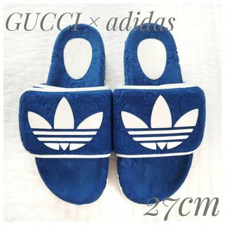 グッチ(Gucci)の美品 プラットフォーム サンダル グッチ アディダス コラボ ブルー 青(サンダル)