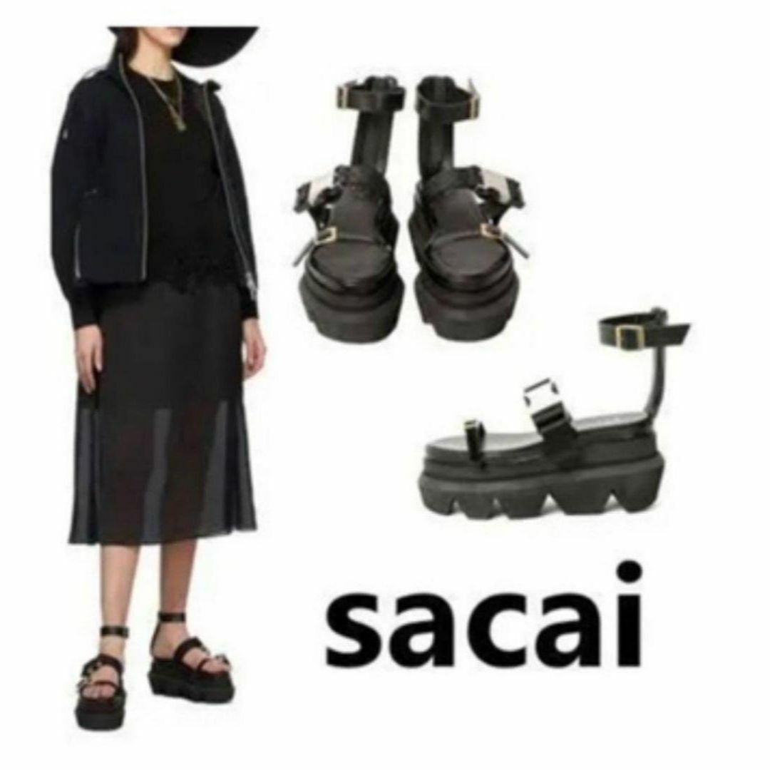 sacai(サカイ)の極美品 稀少 Sacai サカイ ストラップ ウエッジ サンダル 21SS レディースの靴/シューズ(サンダル)の商品写真