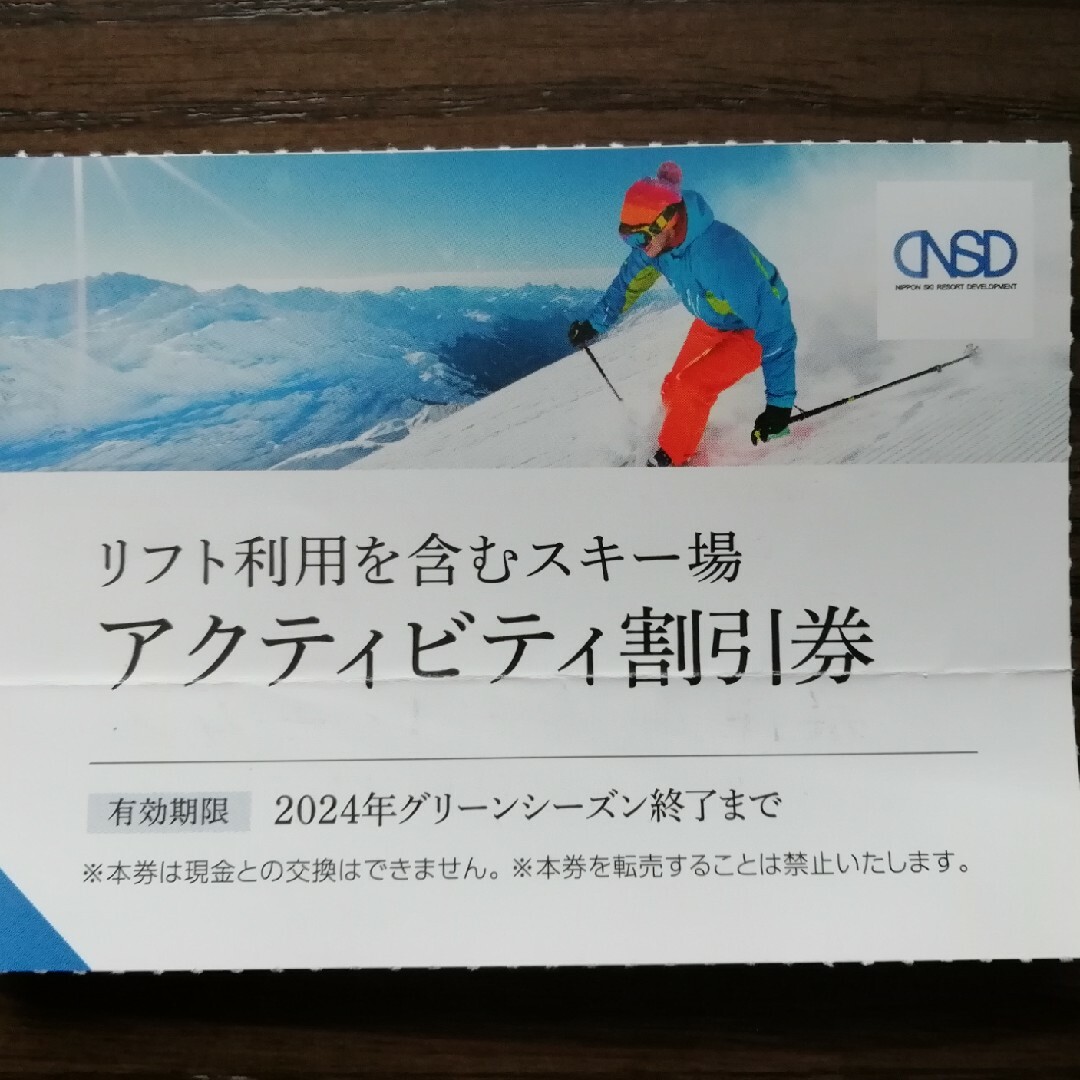 日本駐車場開発 株主優待 リフト利用割引券アクティビティ割引券1枚 チケットの施設利用券(スキー場)の商品写真